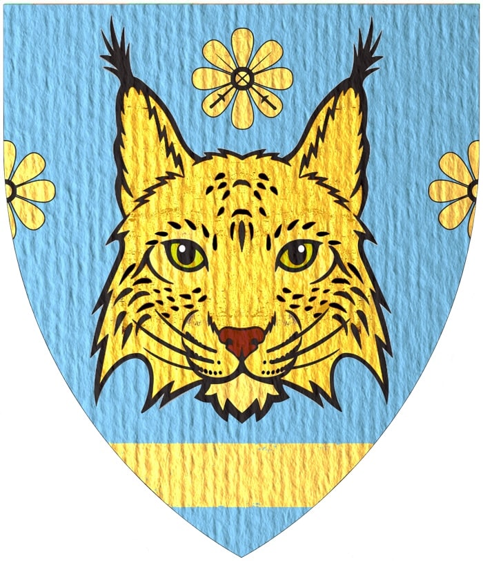 Escudo de armas con un lince ibérico como cargo heráldico. Heráldica española.