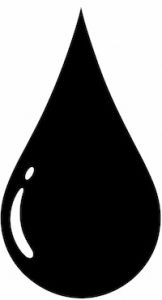 Glossy black drop with a white highlight, designed as a clean graphic element for editorial and digital use.